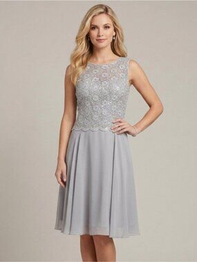 Laura Petites Lace Chiffon Cocktail Dress